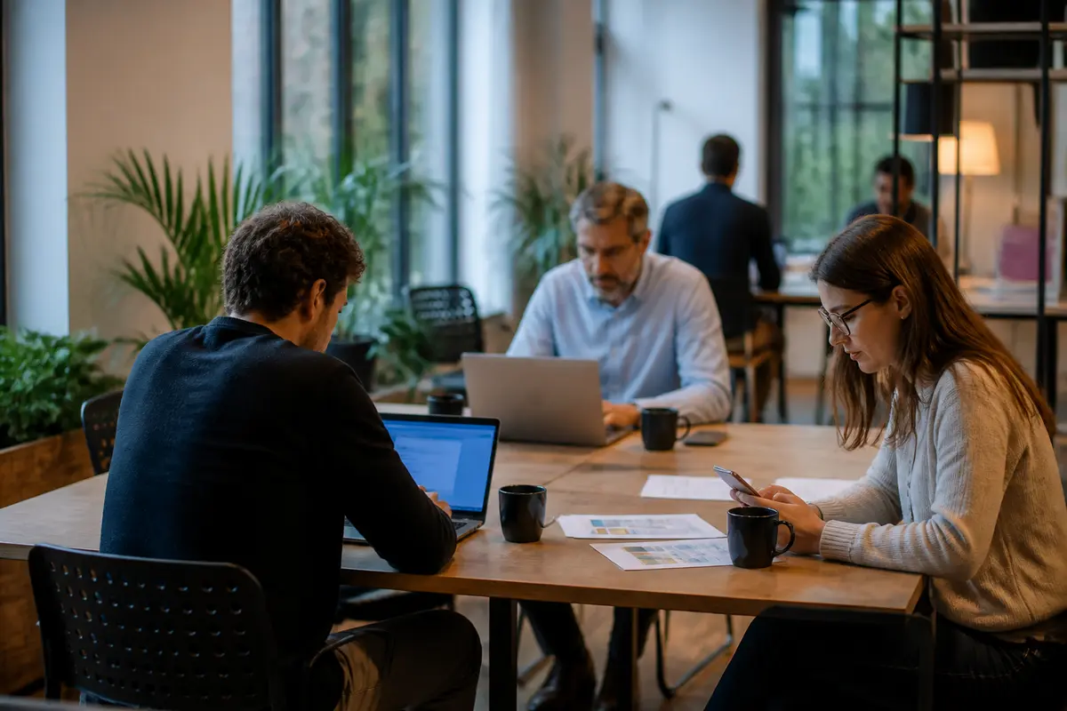 Personnes travaillant sur ordinateurs dans un espace de coworking à Lyon pour 123 Business Mag